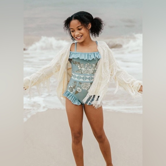 JOYFOLIE EVERA SWIMSUIT IN BLUE FLORAL sz12 - Picture 7 of 8